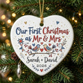 Love Birds Folk Personalized First Married Christmas Ornament 2026 tree