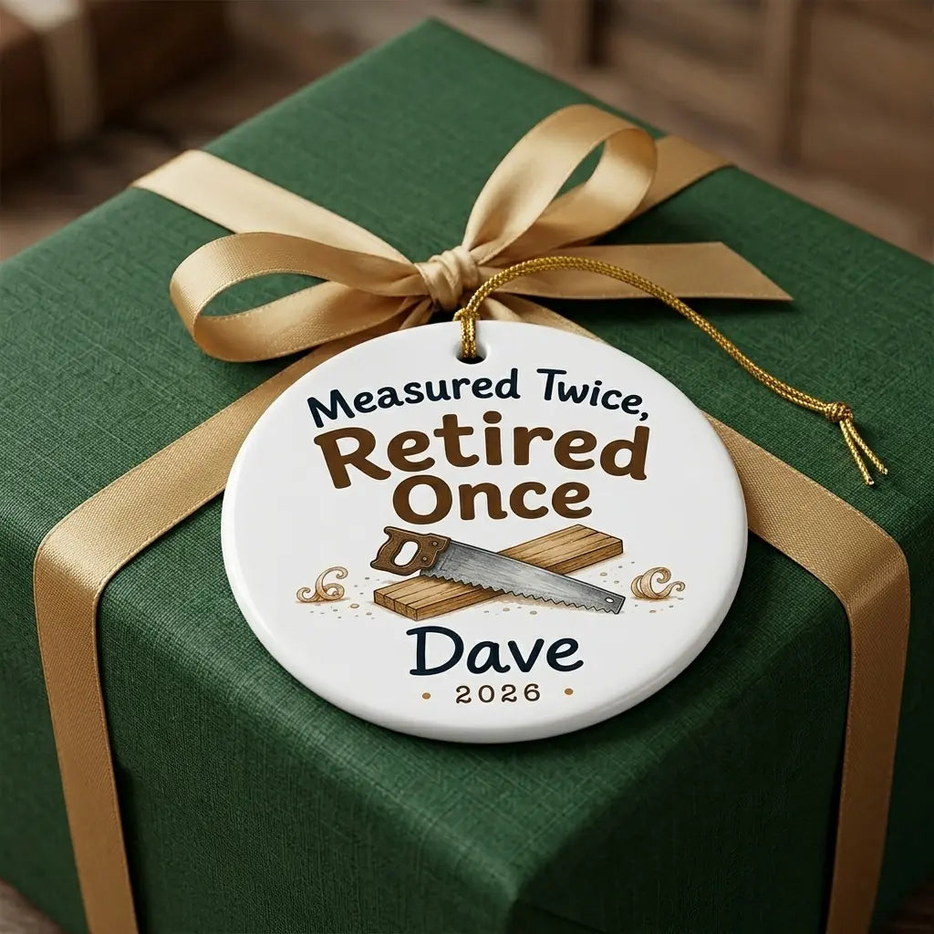 Measured Twice, Retired Once Personalized Woodworking Retirement Christmas Ornament 2026 gift