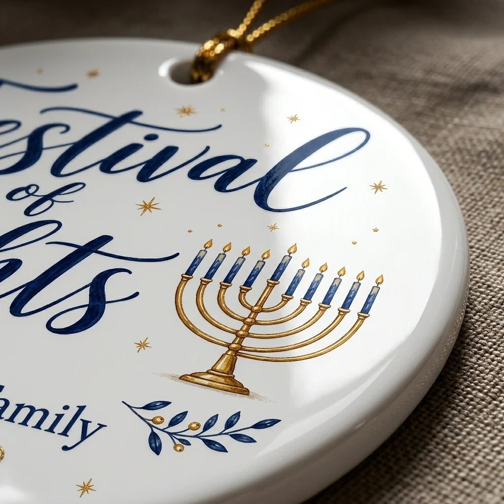 Menorah Classic Personalized Hanukkah Hanukkah Ornament 2026 detail