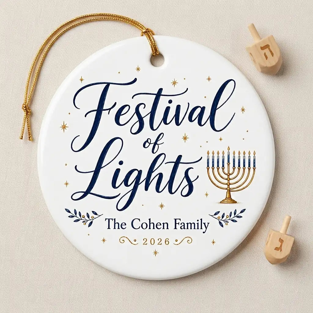 Menorah Classic Personalized Hanukkah Hanukkah Ornament 2026 detail 2