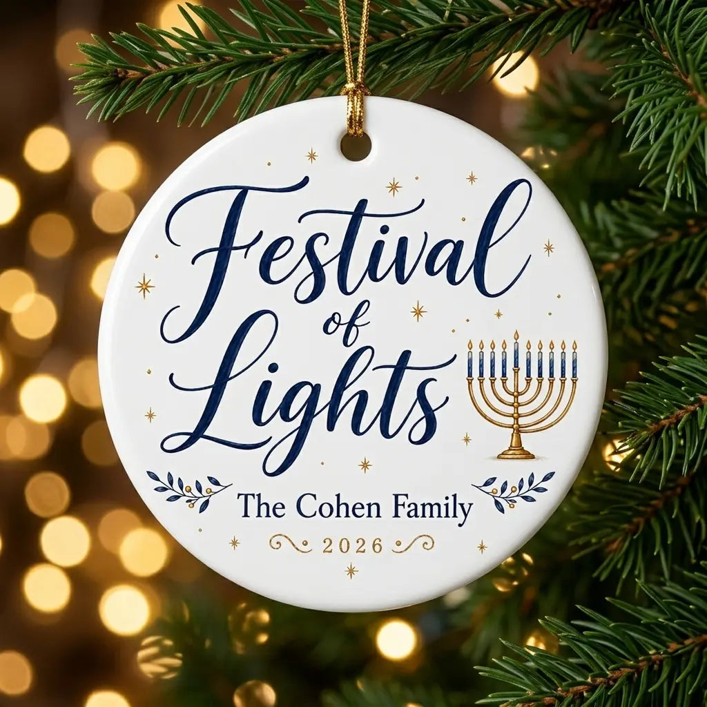 Menorah Classic Personalized Hanukkah Hanukkah Ornament 2026 tree