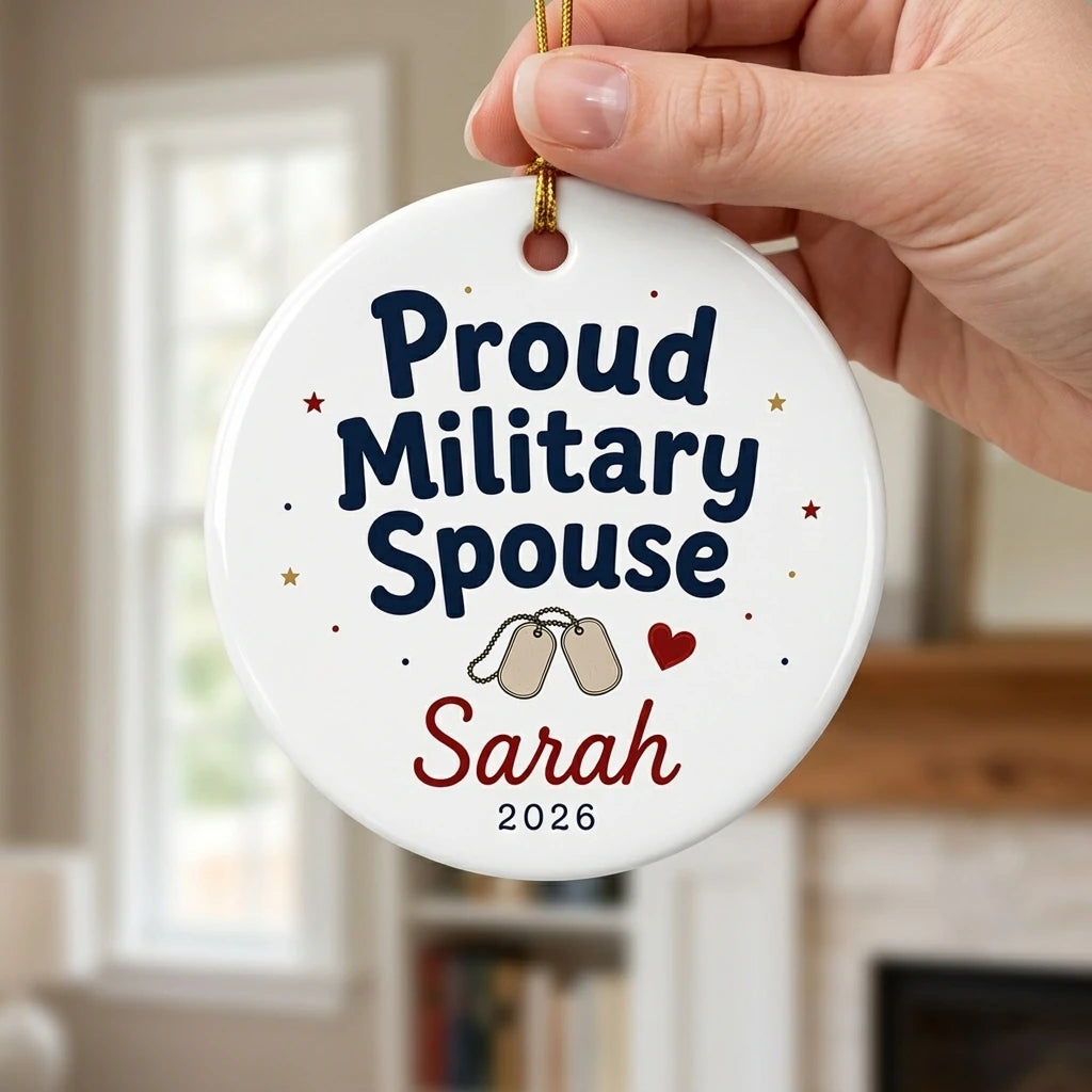Military Spouse Personalized Military Christmas Ornament 2026 hand