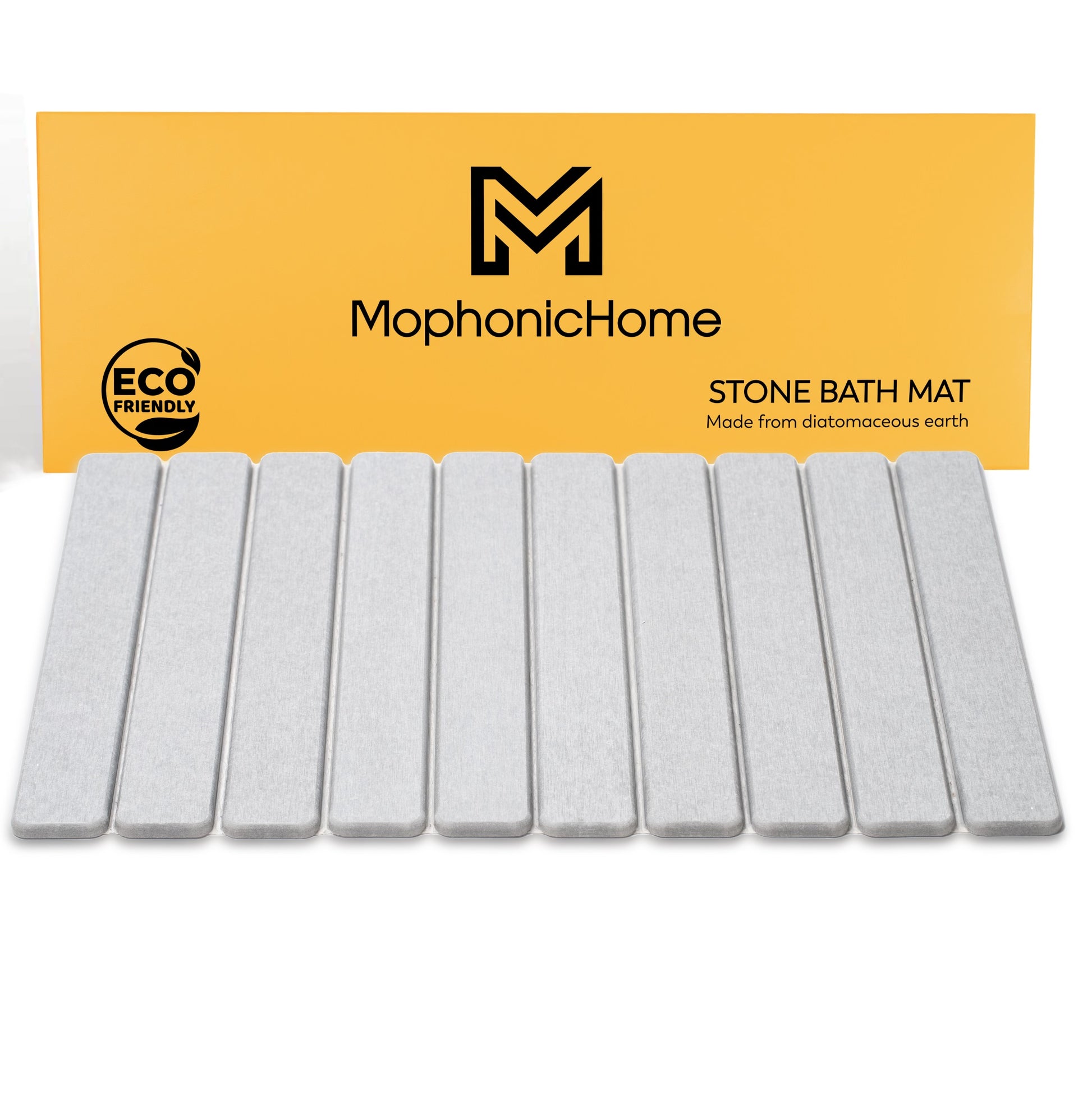 MophonicHome - Fast Drying Super Absorbent Stone Bath Mat, Natural Diatomaceous Earth Bath Mat - Mophonic