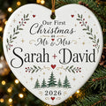 Mr Mrs Signature Line Personalized First Married Christmas Ornament 2026 tree