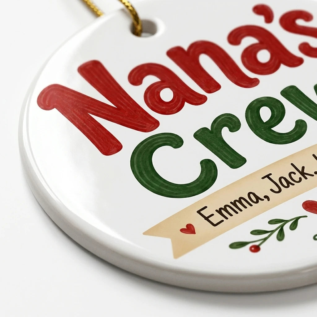 Nana's Crew Personalized Nana Christmas Ornament 2026 detail