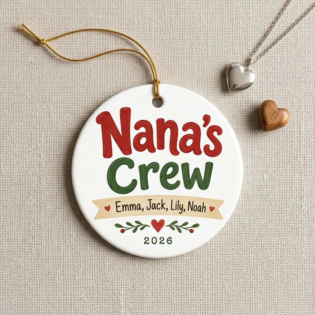 Nana's Crew Personalized Nana Christmas Ornament 2026 detail 2