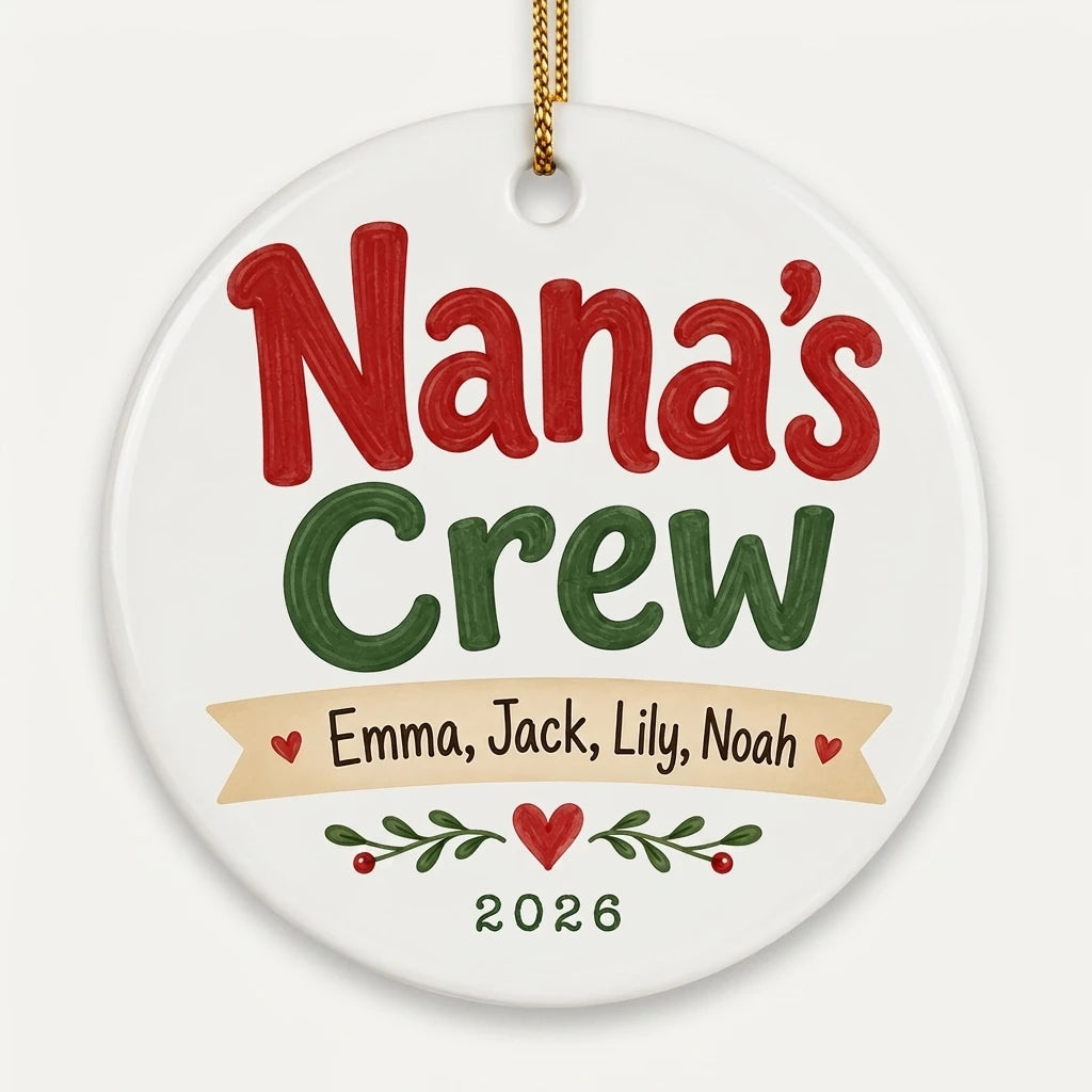 Nana's Crew Personalized Nana Christmas Ornament 2026 hero