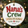 Nana's Crew Personalized Nana Christmas Ornament 2026 tree