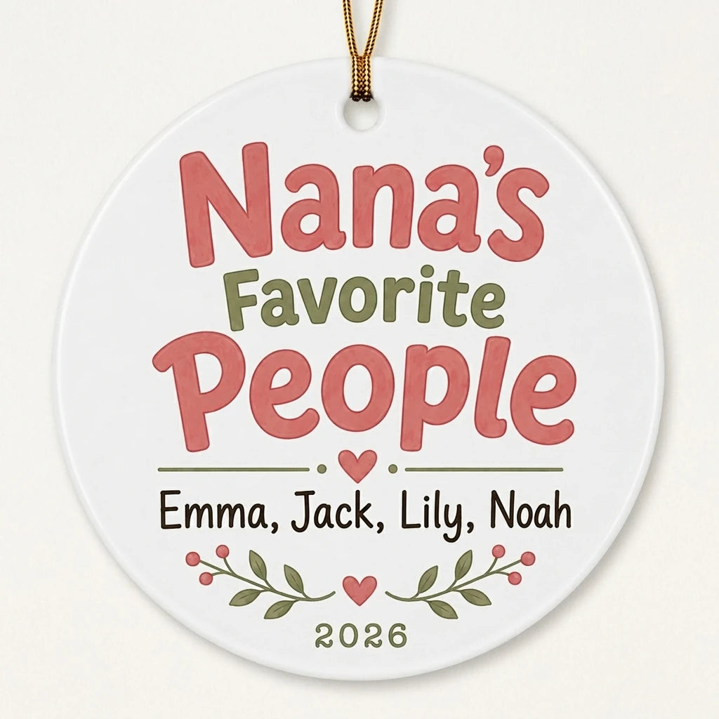 Nana's Favorite People Personalized Nana Christmas Ornament 2026 hero