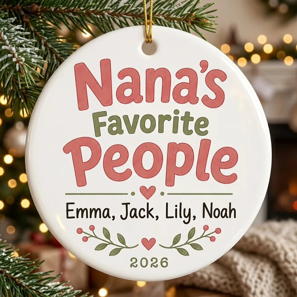 Nana's Favorite People Personalized Nana Christmas Ornament 2026 tree