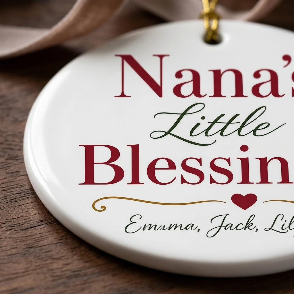 Nana's Little Blessings Personalized Nana Christmas Ornament 2026 detail