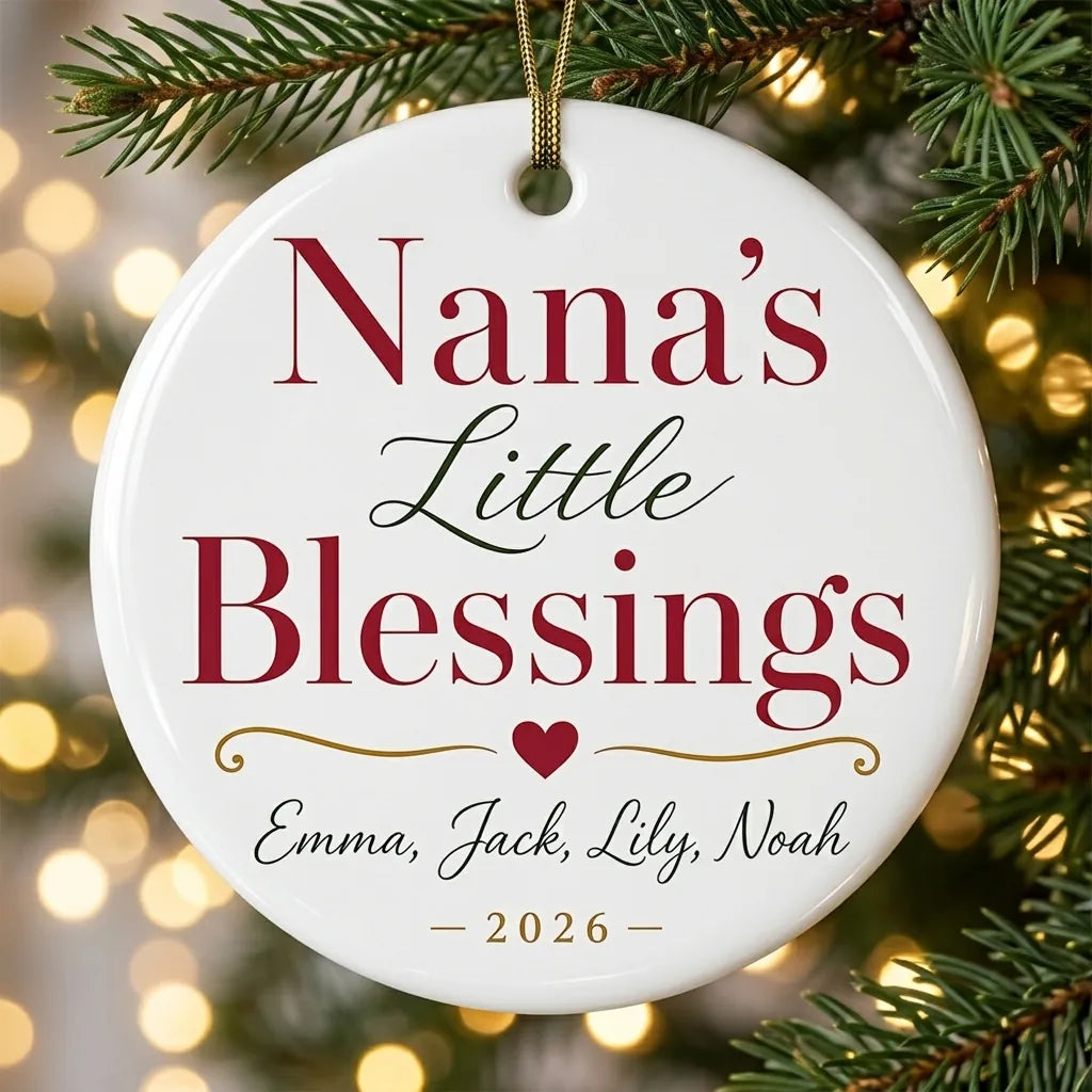 Nana's Little Blessings Personalized Nana Christmas Ornament 2026 tree