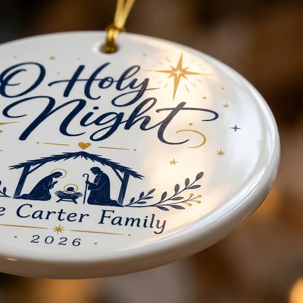 O Holy Night Keepsake Personalized Nativity Christmas Ornament 2026 detail