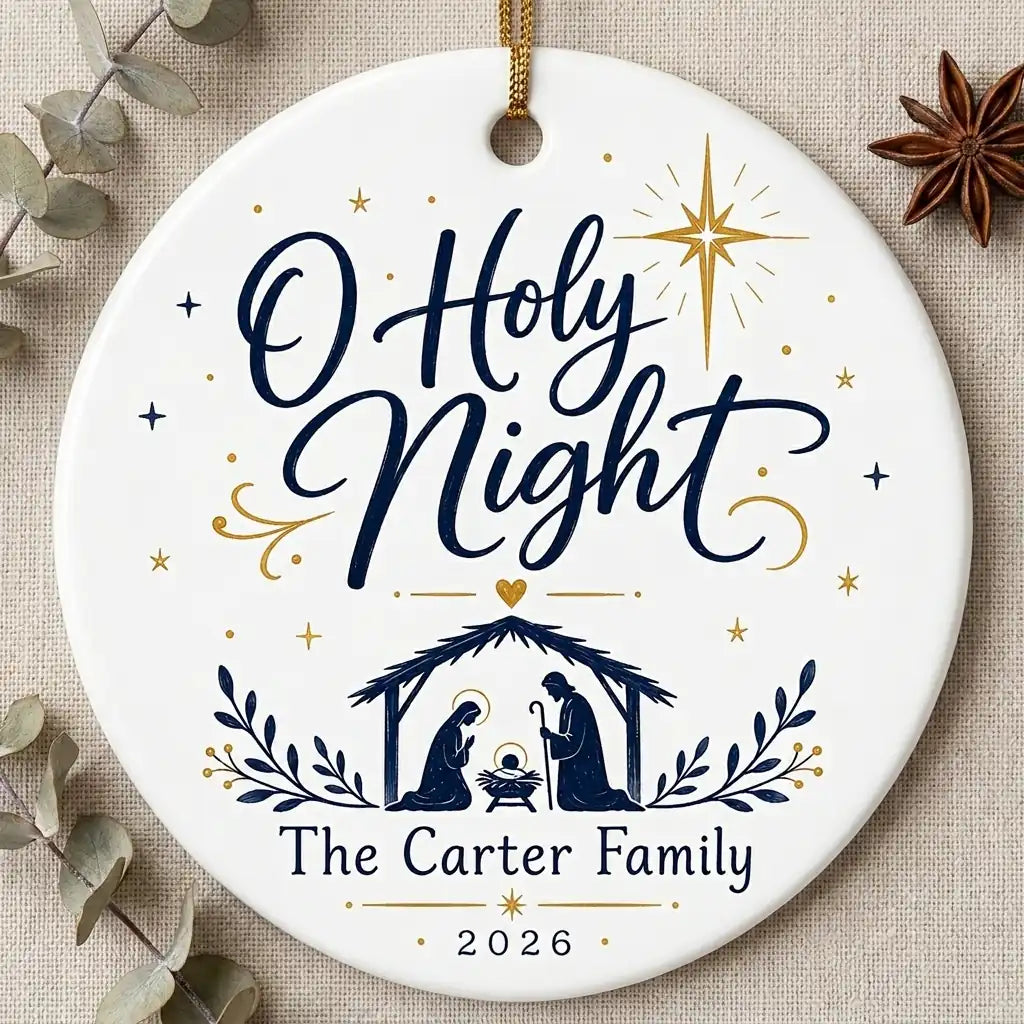 O Holy Night Keepsake Personalized Nativity Christmas Ornament 2026 detail 2