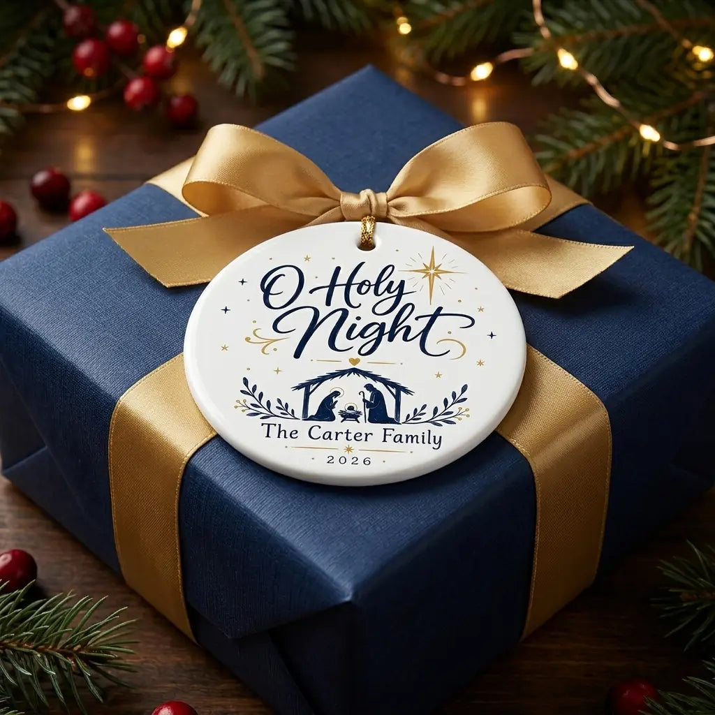 O Holy Night Keepsake Personalized Nativity Christmas Ornament 2026 gift