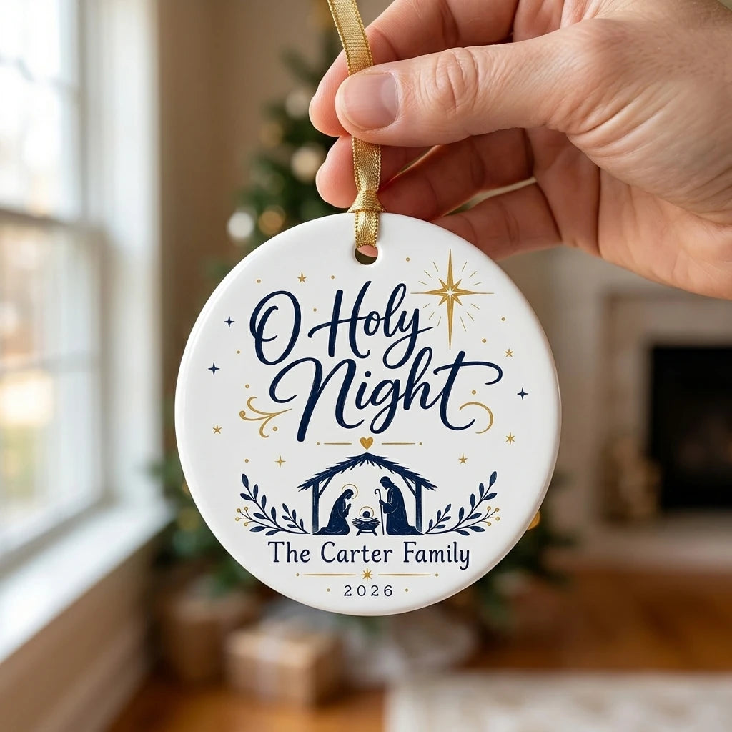 O Holy Night Keepsake Personalized Nativity Christmas Ornament 2026 hand