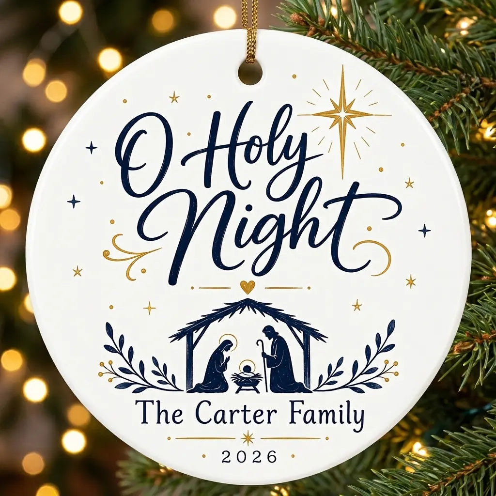 O Holy Night Keepsake Personalized Nativity Christmas Ornament 2026 tree