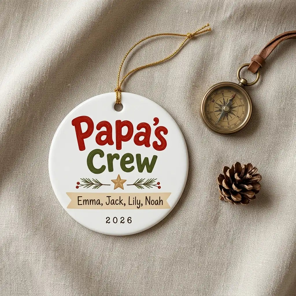 Papa's Crew Personalized Papa Christmas Ornament 2026 detail 2