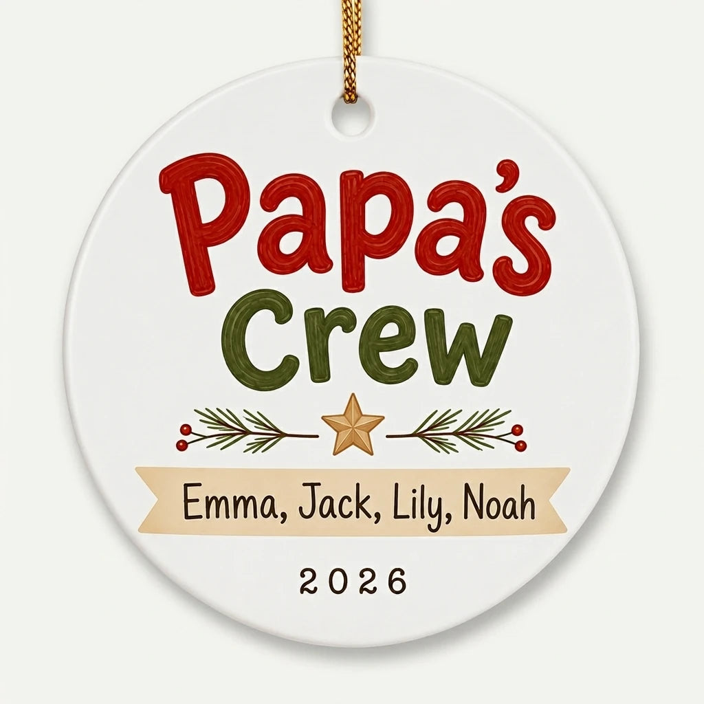 Papa's Crew Personalized Papa Christmas Ornament 2026 hero
