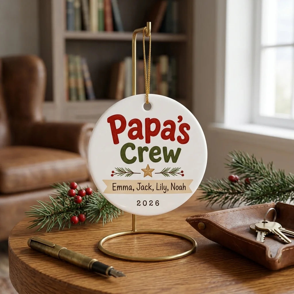 Papa's Crew Personalized Papa Christmas Ornament 2026 lifestyle