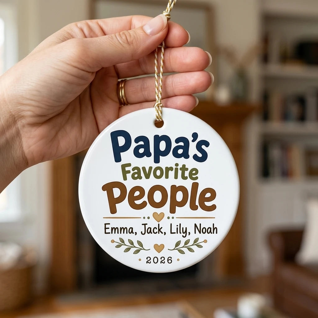 Papa's Favorite People Personalized Papa Christmas Ornament 2026 hand