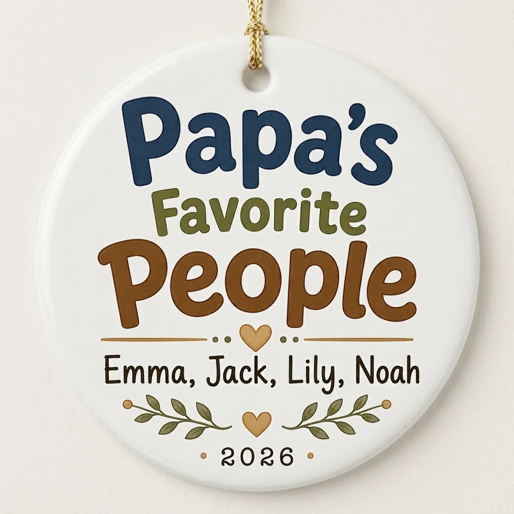 Papa's Favorite People Personalized Papa Christmas Ornament 2026 hero