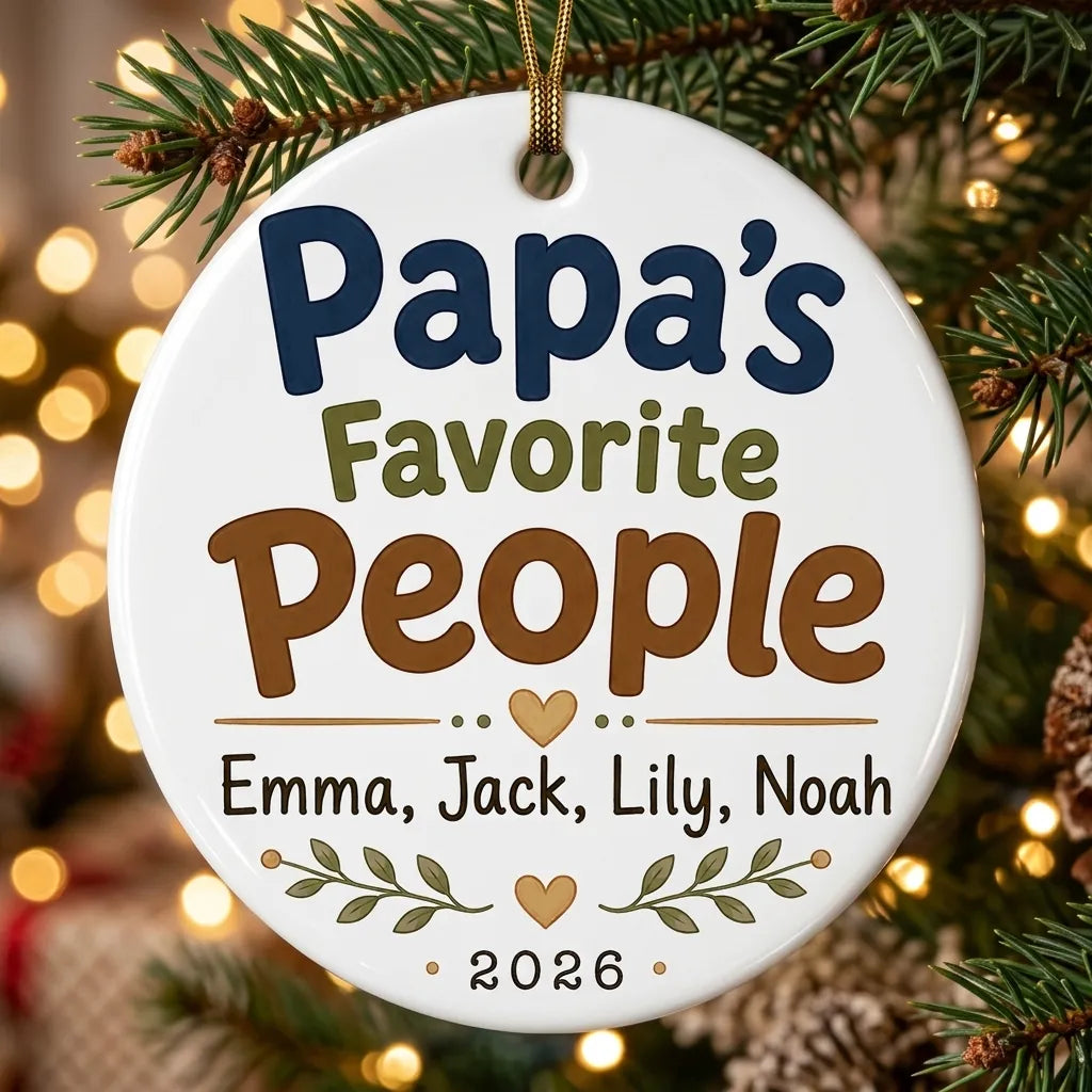 Papa's Favorite People Personalized Papa Christmas Ornament 2026 tree