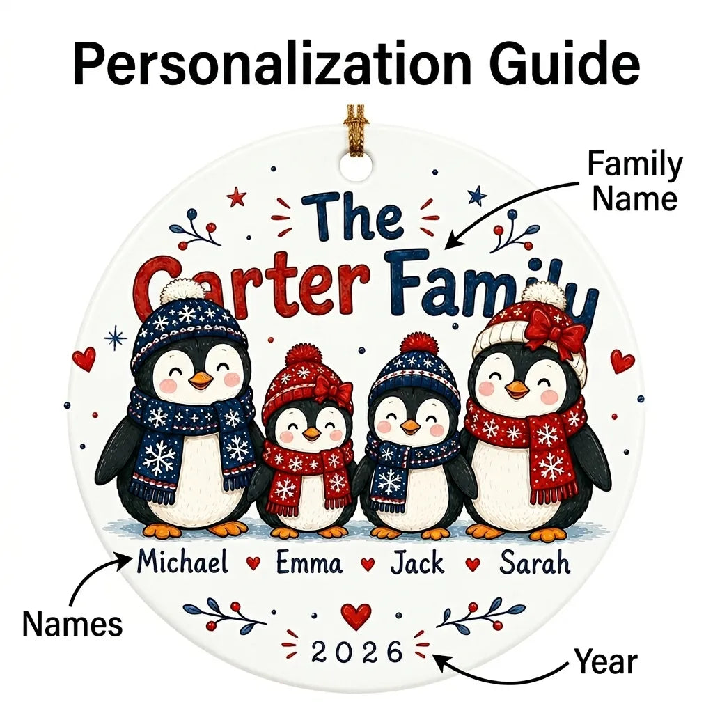 Penguin Family Personalized Family Names Christmas Ornament 2026 guide