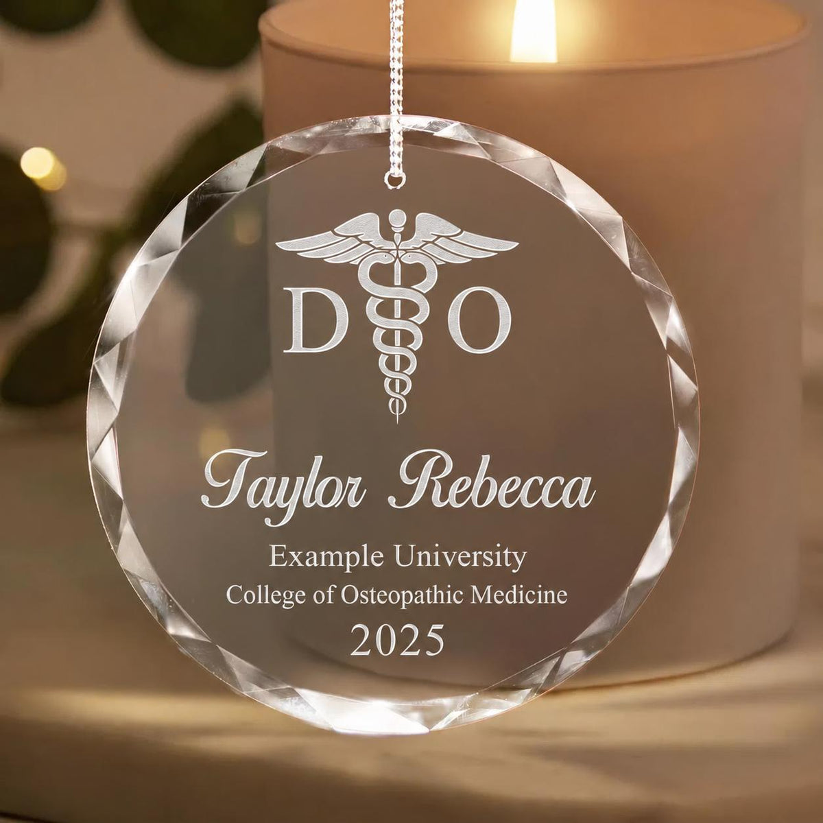 Personalized Doctor of Osteopathy Graduation Glass Ornament - Custom Name & Year
