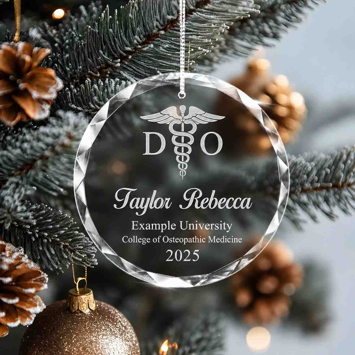 Personalized Doctor of Osteopathy Graduation Glass Ornament - Custom Name & Year