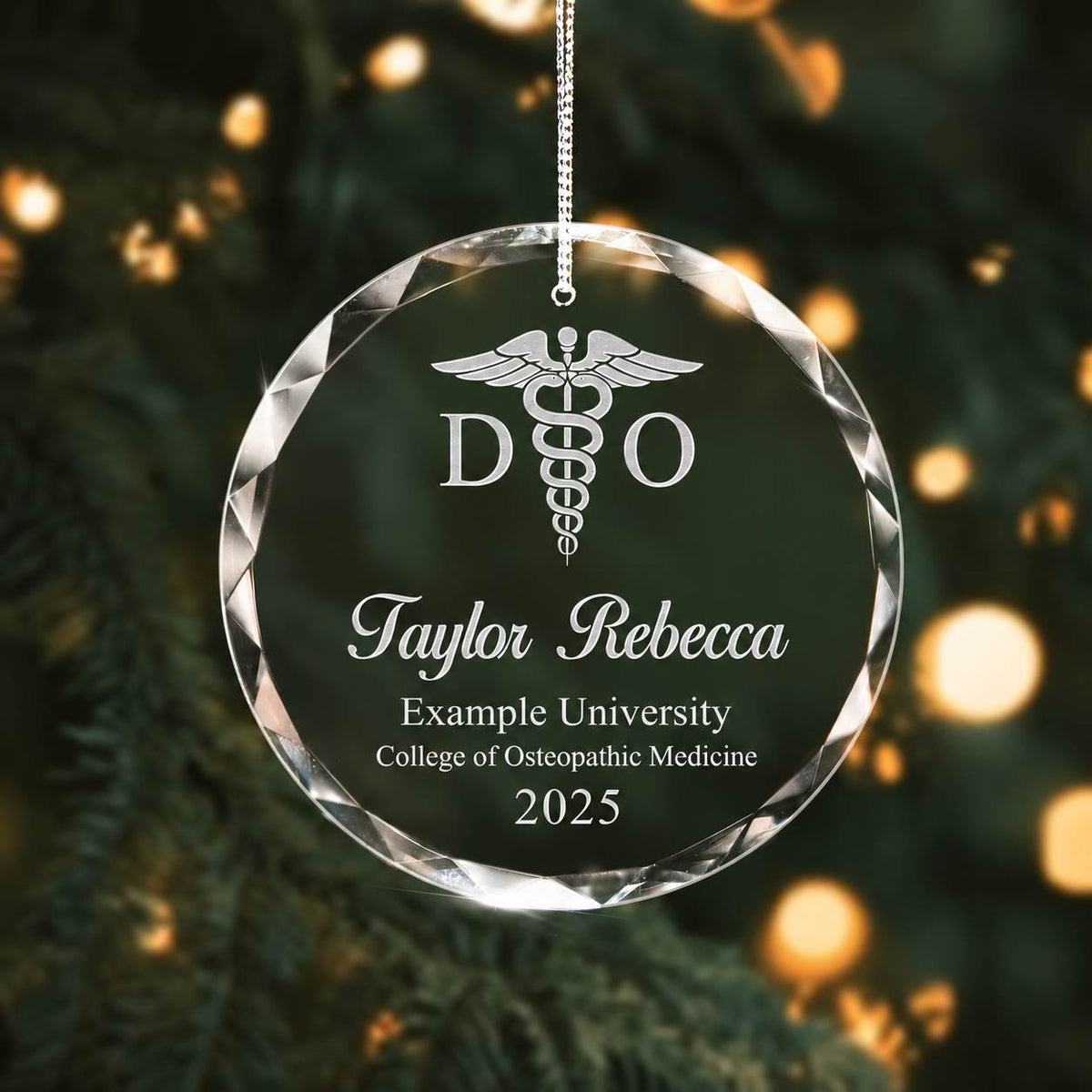 Personalized Doctor of Osteopathy Graduation Glass Ornament - Custom Name & Year