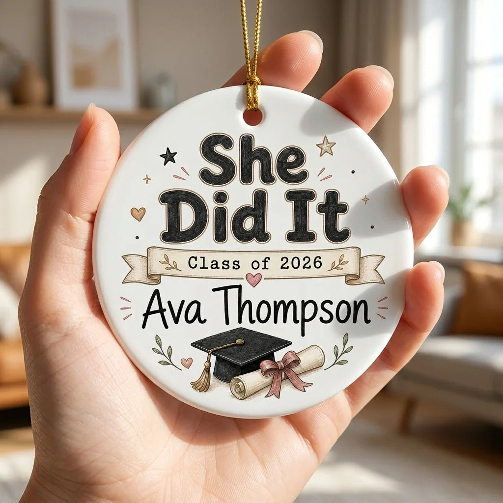 PhD Doctoral Personalized Graduation 2026 Christmas Ornament 2026 hand 2