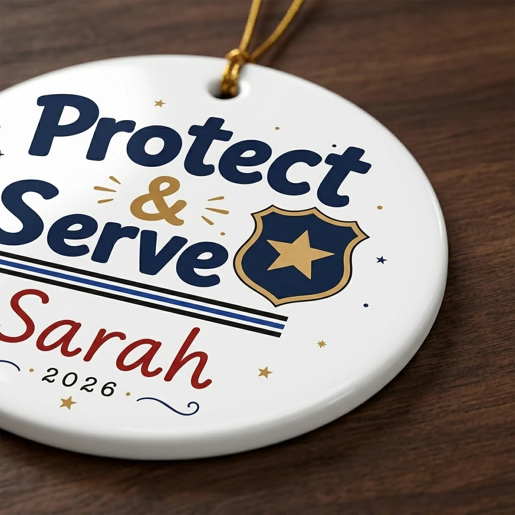 Police Badge Personalized Military Christmas Ornament 2026 detail