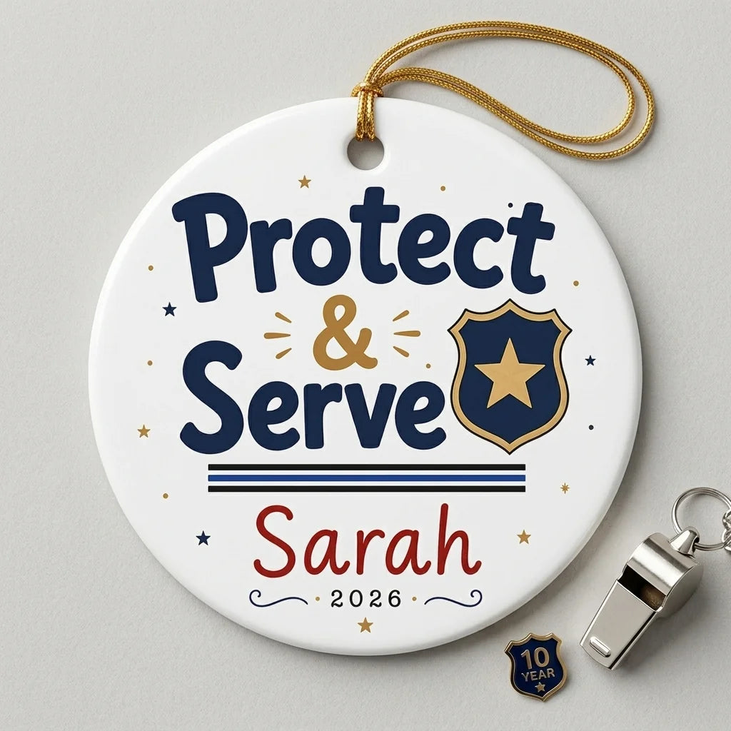 Police Badge Personalized Military Christmas Ornament 2026 detail 2