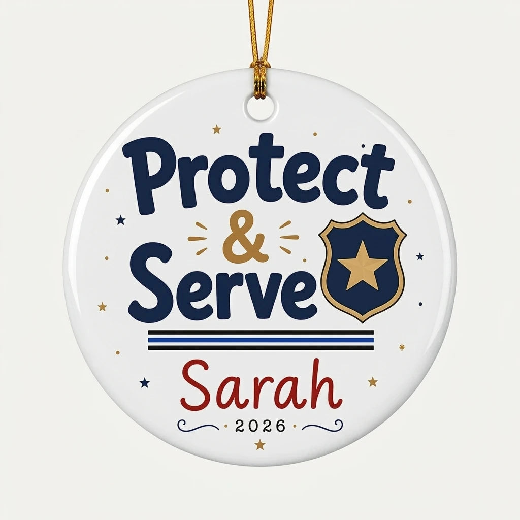 Police Badge Personalized Military Christmas Ornament 2026 hero