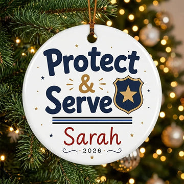 Police Badge Personalized Military Christmas Ornament 2026 tree