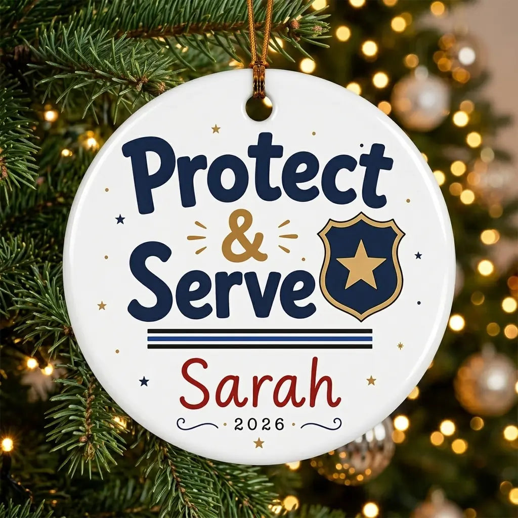 Police Badge Personalized Military Christmas Ornament 2026 tree