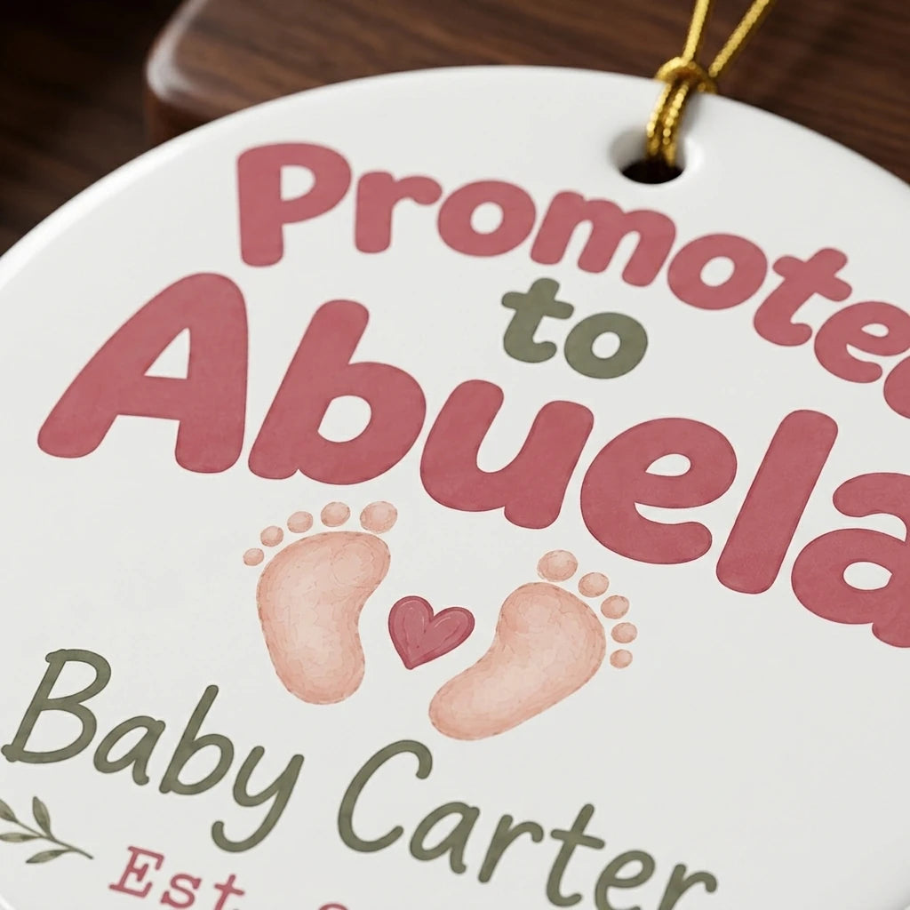 Promoted to Abuela Personalized Promoted To Grandma Christmas Ornament 2026 detail