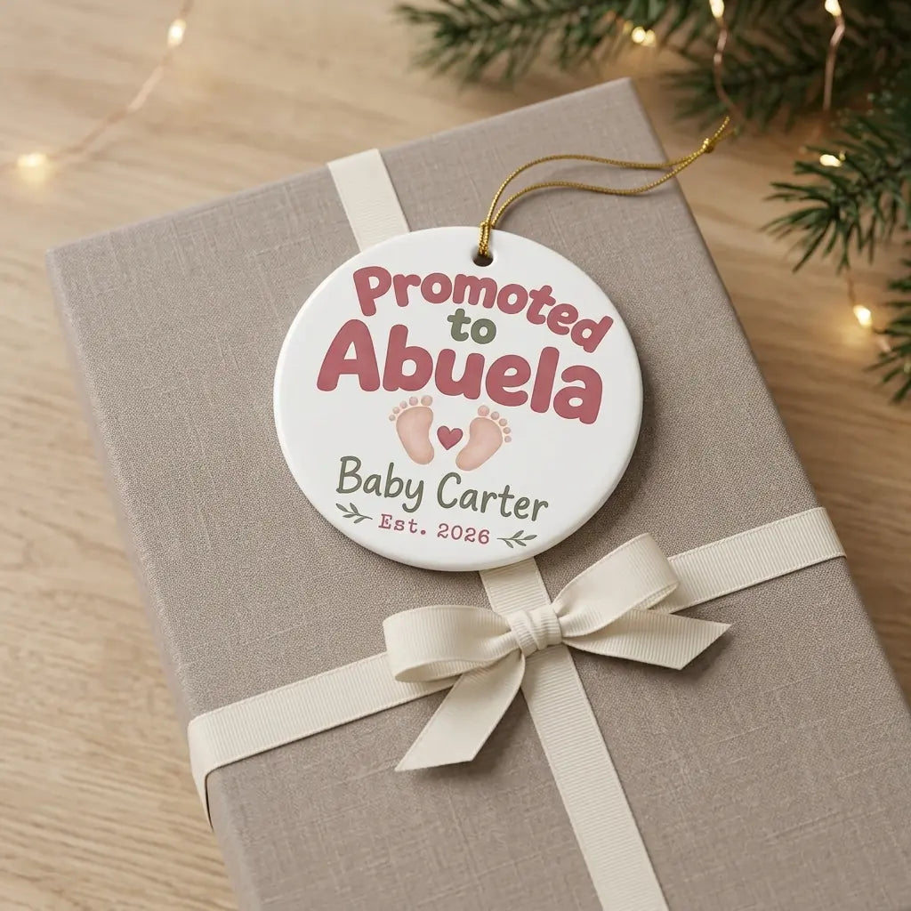 Promoted to Abuela Personalized Promoted To Grandma Christmas Ornament 2026 gift