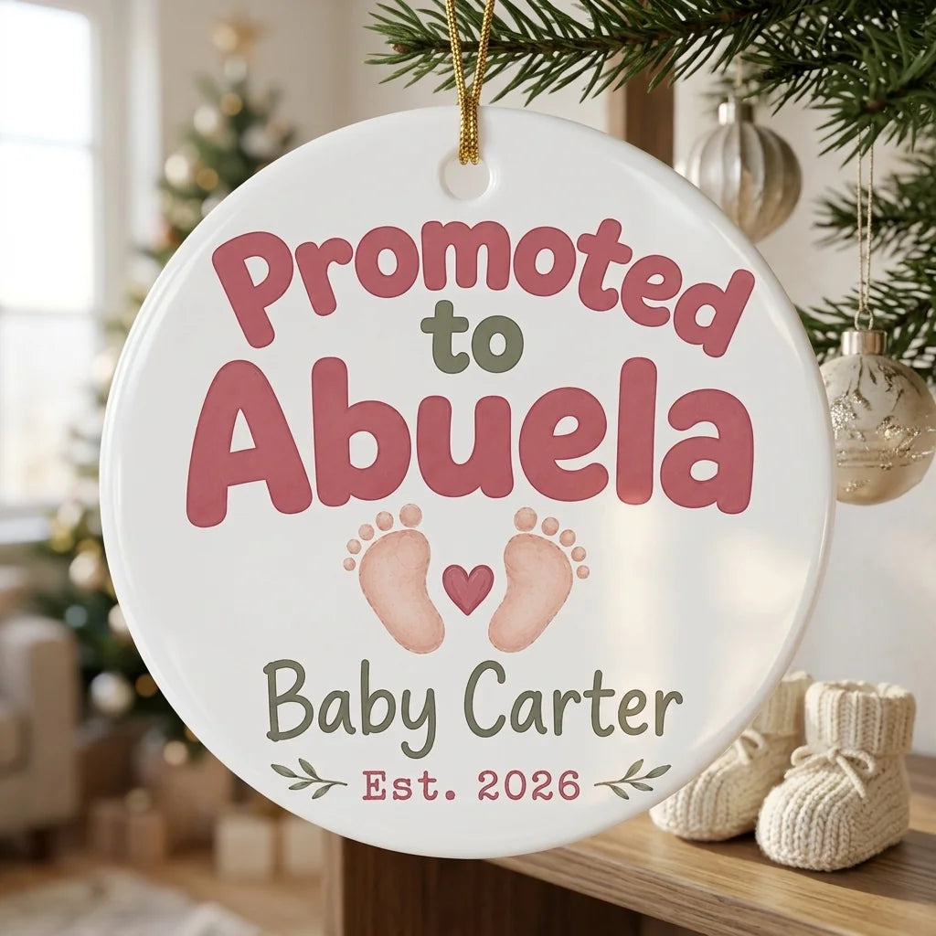 Promoted to Abuela Personalized Promoted To Grandma Christmas Ornament 2026 lifestyle