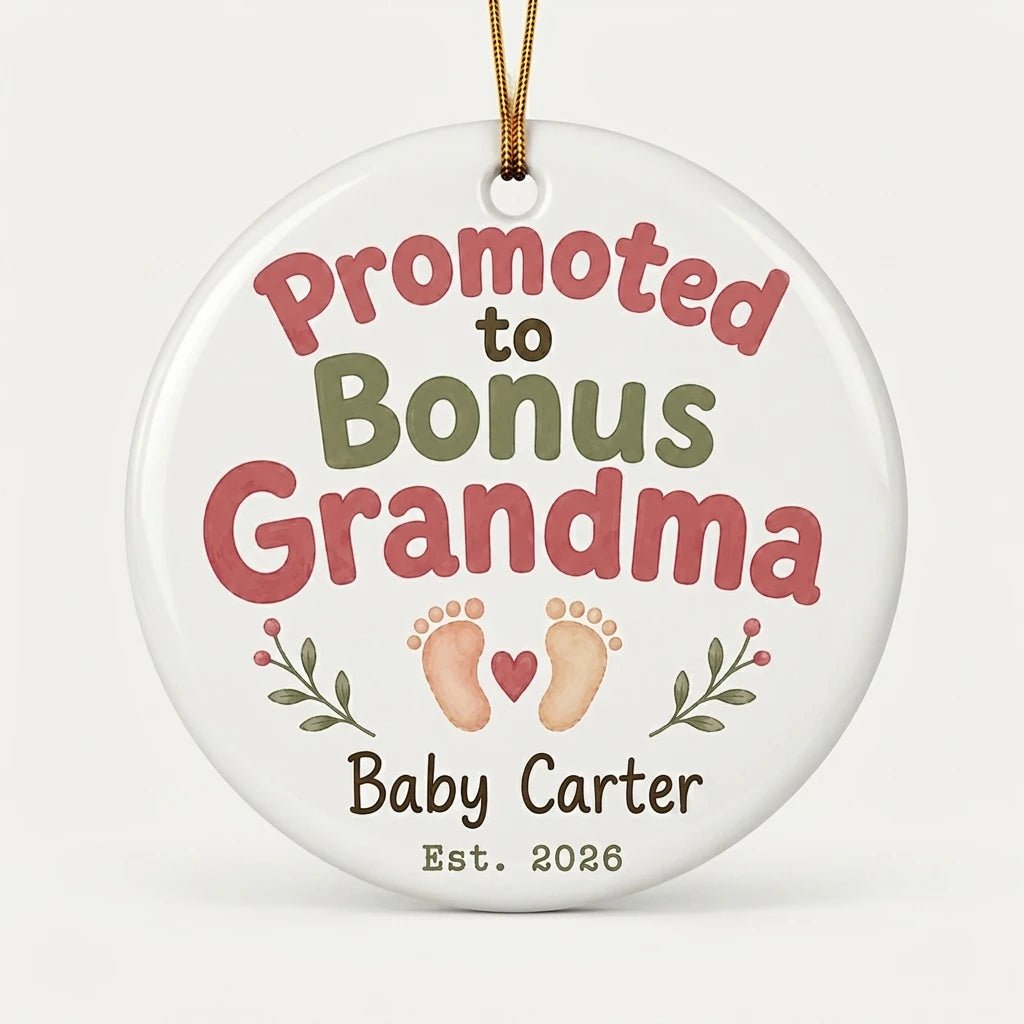 Promoted to Bonus Grandma Personalized Grandma Christmas Ornament 2026 hero
