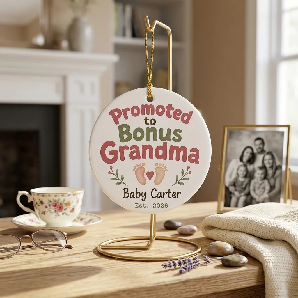 Promoted to Bonus Grandma Personalized Grandma Christmas Ornament 2026 lifestyle