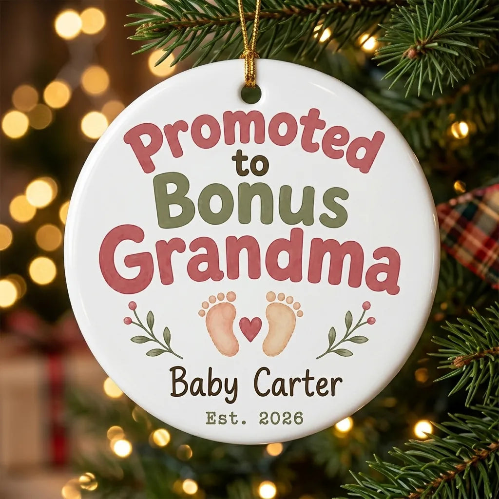 Promoted to Bonus Grandma Personalized Grandma Christmas Ornament 2026 tree