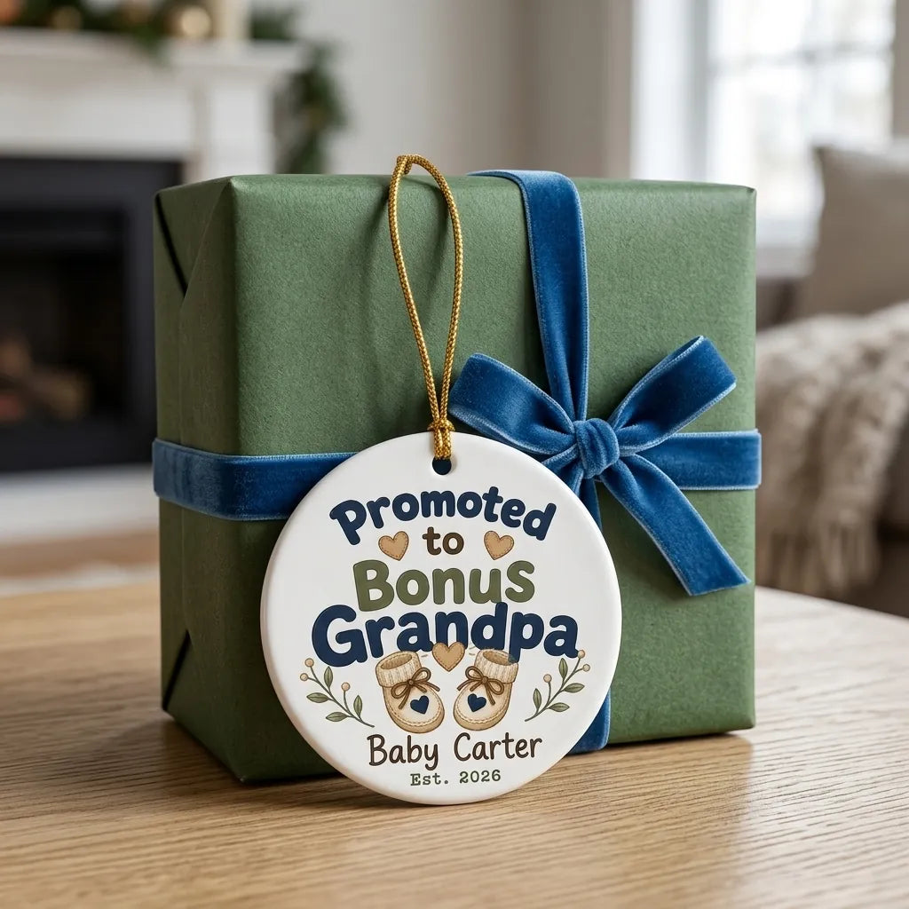 Promoted to Bonus Grandpa Personalized Grandpa Christmas Ornament 2026 gift