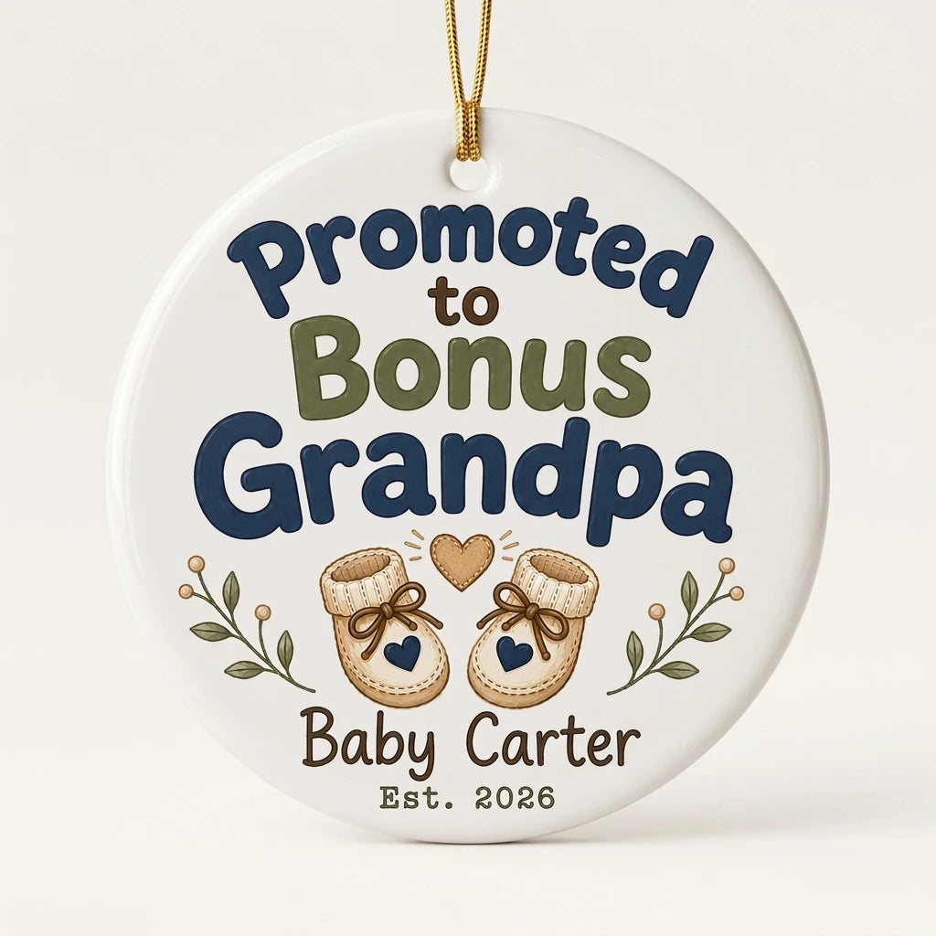 Promoted to Bonus Grandpa Personalized Grandpa Christmas Ornament 2026 hero