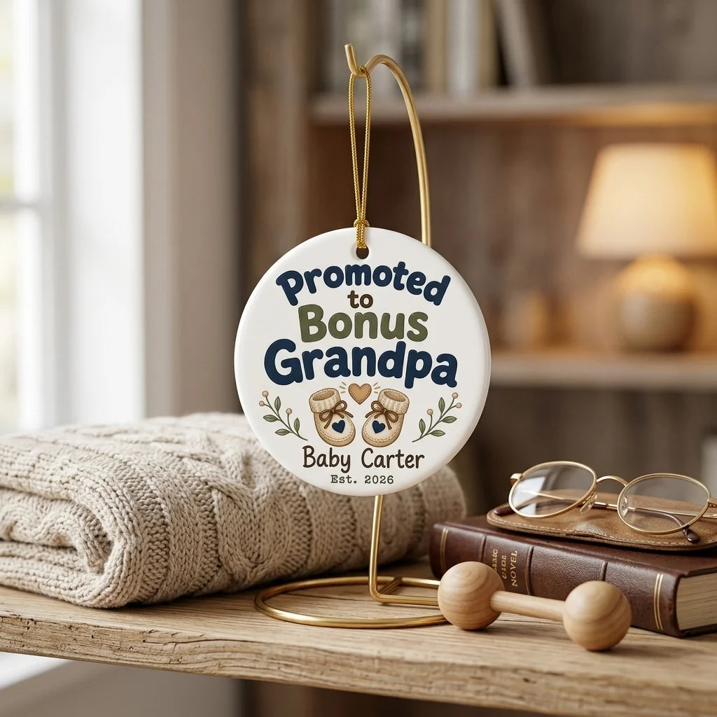 Promoted to Bonus Grandpa Personalized Grandpa Christmas Ornament 2026 lifestyle