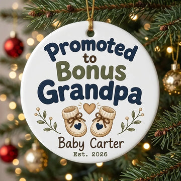 Promoted to Bonus Grandpa Personalized Grandpa Christmas Ornament 2026 tree