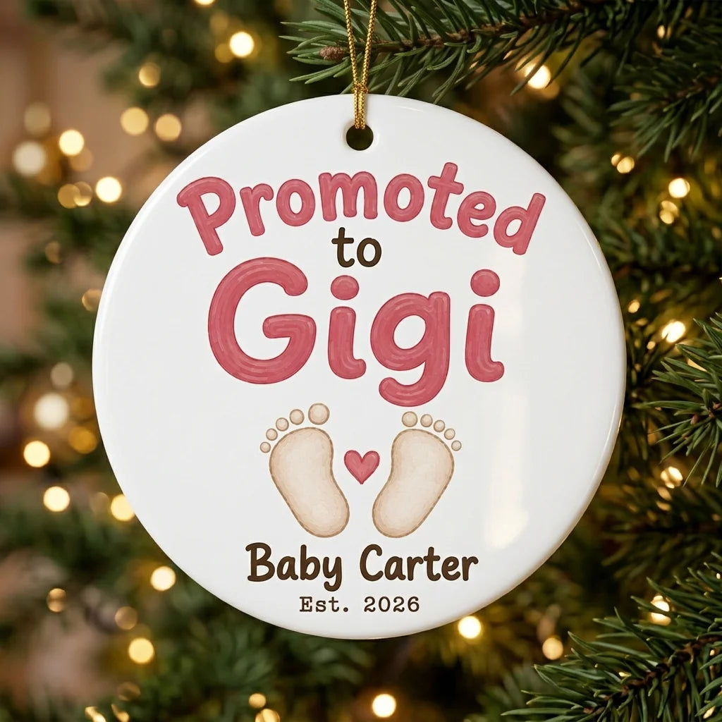 Promoted to Gigi Personalized Gigi Christmas Ornament 2026 tree