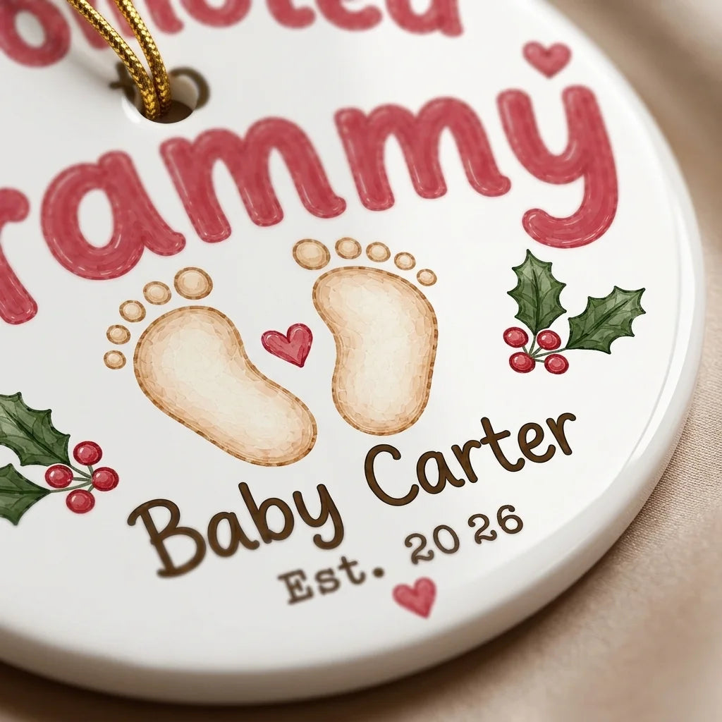 Promoted to Grammy Personalized Promoted To Grandma Christmas Ornament 2026 detail