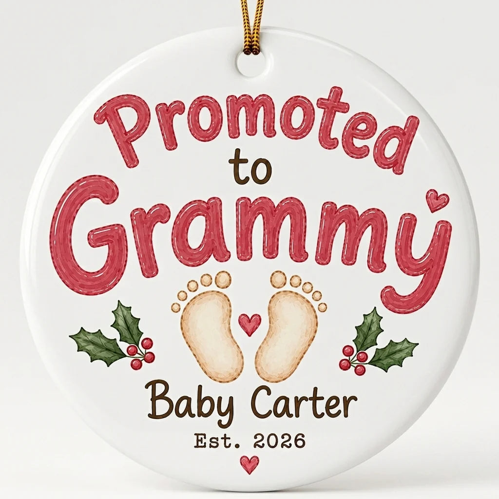 Promoted to Grammy Personalized Promoted To Grandma Christmas Ornament 2026 hero